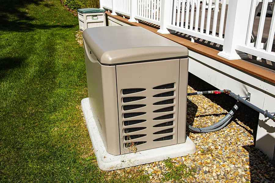 Standby generator with active status light in a St. George, Utah area home.